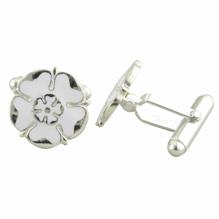 white rose of yorkshire sterling silver cufflinks QJ190 scaled 1 768x768