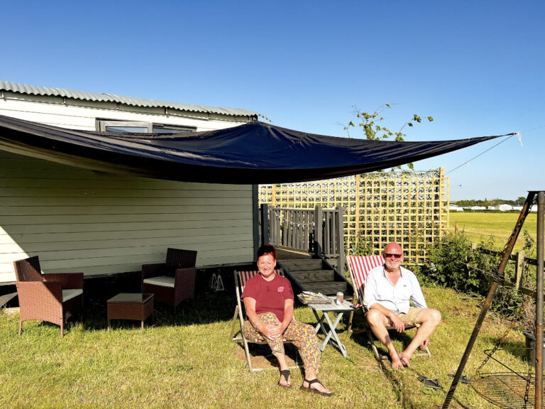 shepherd hut glamping guests 768x576